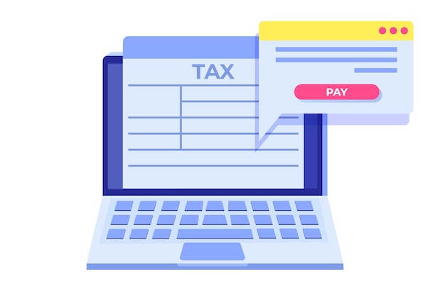 Vector online paying taxes, payment, invoice