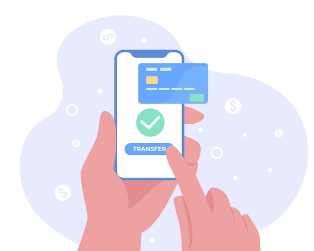 Концепция онлайн-платежей и цифровых счетов мобильное банковское приложение и оплата кредитной картой концепция мобильных платежей или денежных переводов