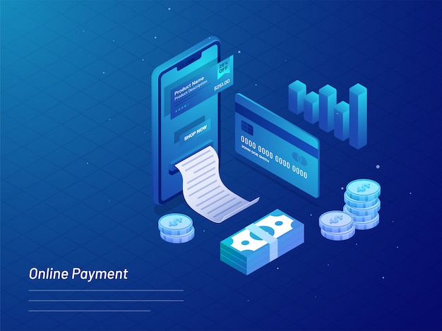 Online payment concept 3d isometric design