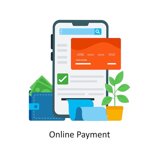 Vector online payment concept flat icon style illustration