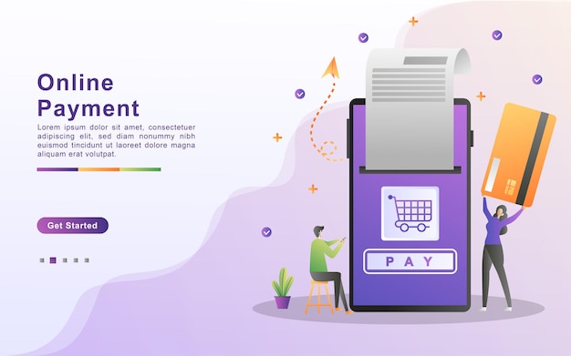 Vector online payment concept vector illustration.