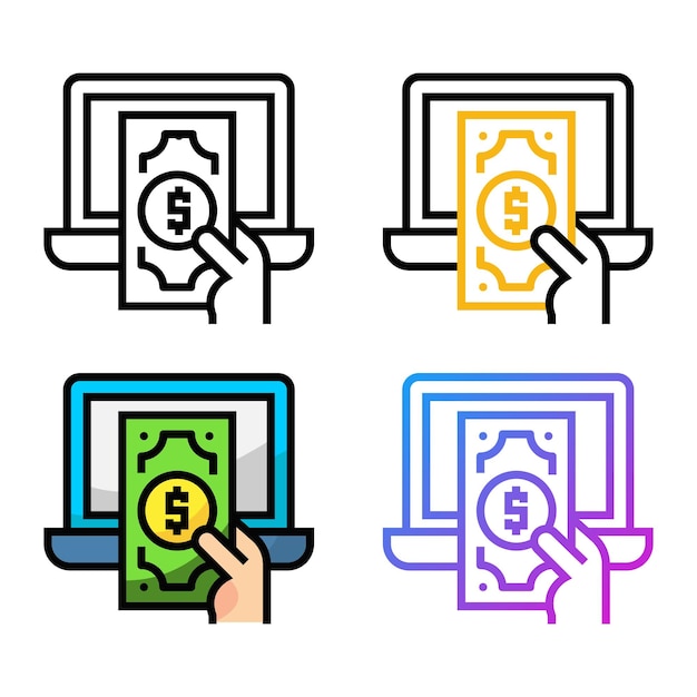 Online payment icon design in four variation color