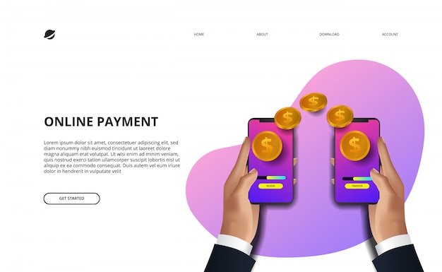 Online payment landing page illustration business finance e commerce concept