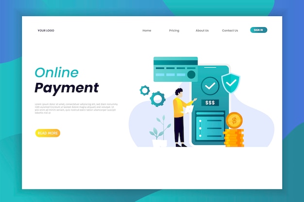 Vector online payment landing page