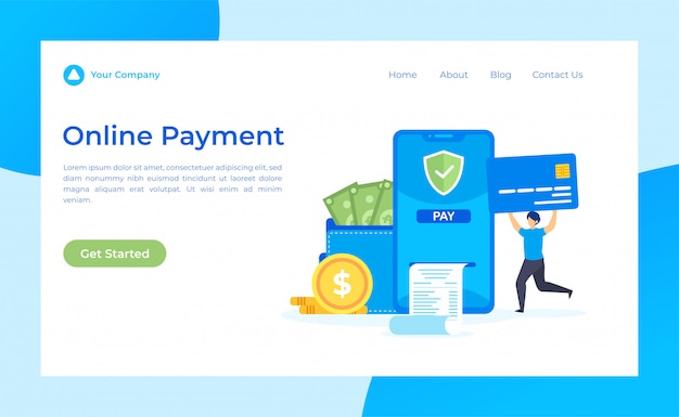 Vector online payment landing page
