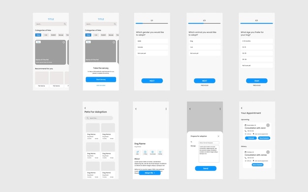 Online pet adoption app ui template