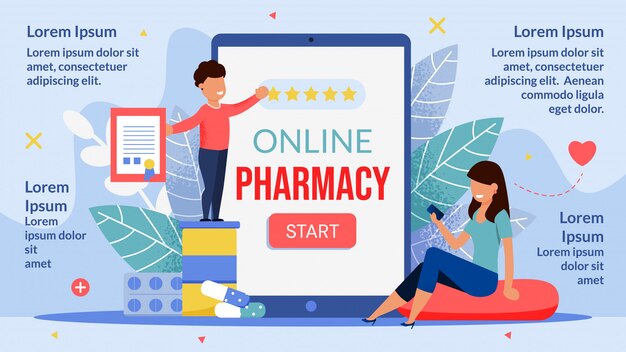 Vettore applicazione mobile di farmacia online