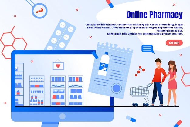 Vector online pharmacy shopping service  webpage