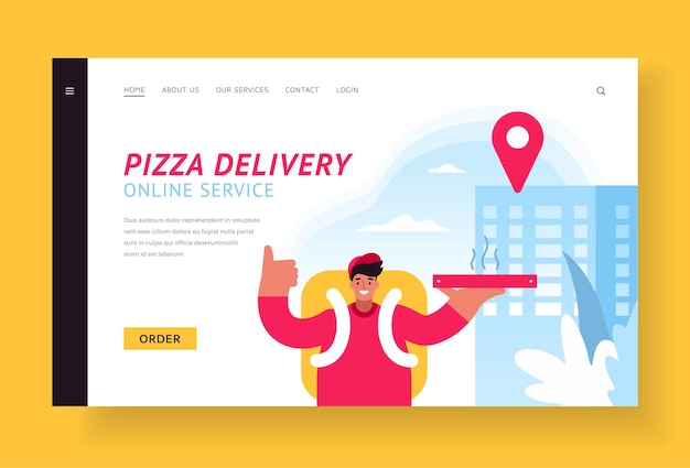 Online pizza delivery landing page