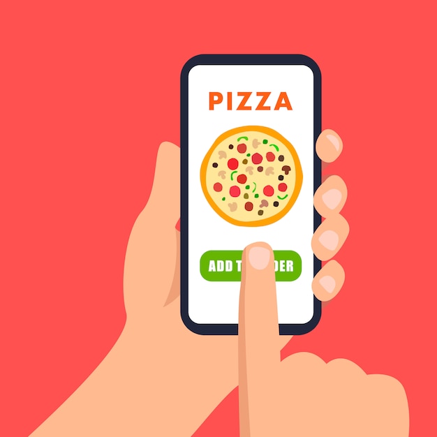 Vector online pizza ordering   illustration