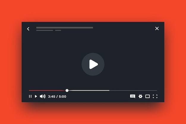 Online player. live stream video mockup, media player layout with ui elements, timecode and buttons. vector multimedia streaming concept, web screen frame template