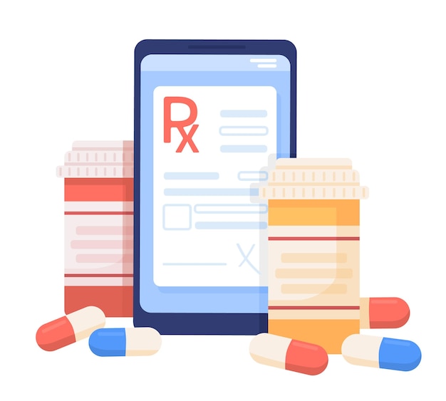 Online prescription semi flat color vector objects