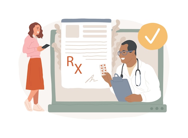 Illustrazione vettoriale del concetto isolato del sistema di prescrizione online