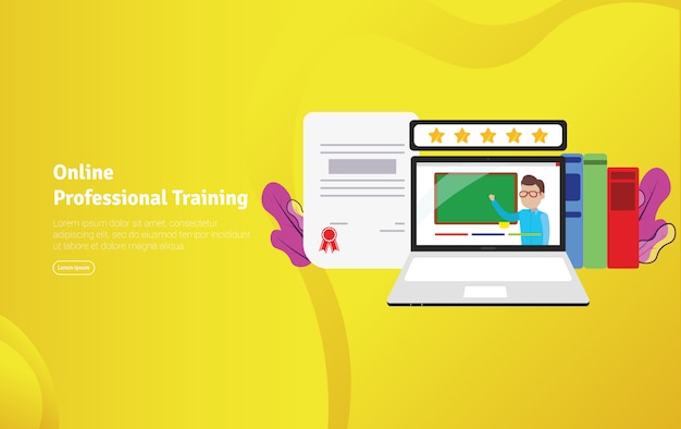 Online professional training illustration banner