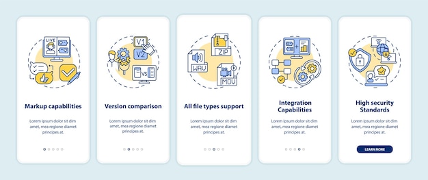 Il software di correzione online include la schermata della pagina dell'app mobile con concetti