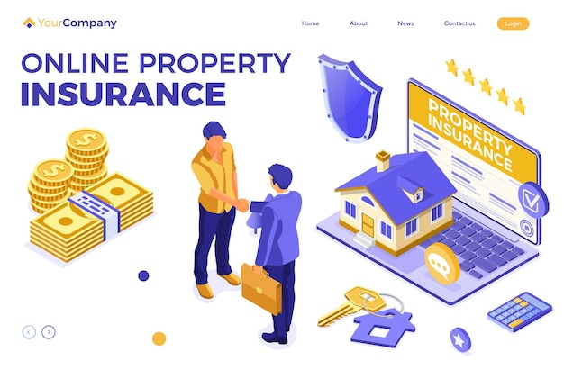 Online Propery House Insurance Isometric