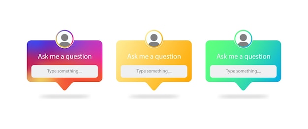 Online questions template set Flat color polls in social networks Vector