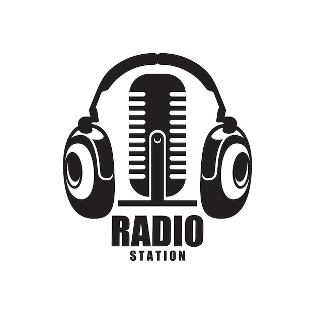 Online radio icon radio station vector emblem