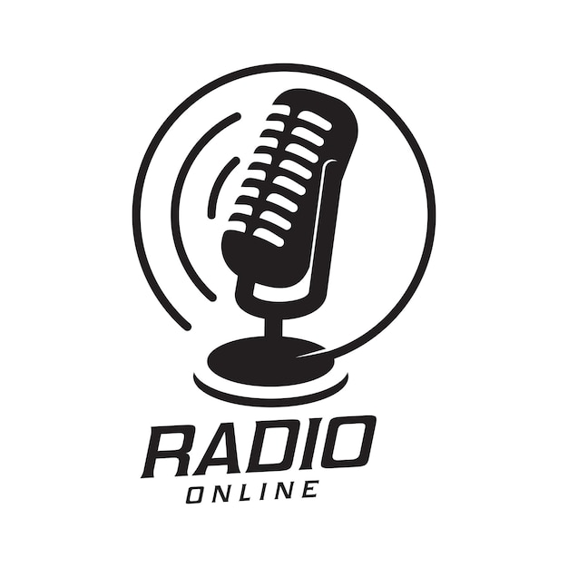 Online radio station vintage icon or symbol