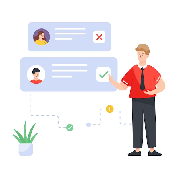 An online recruitment process flat vector