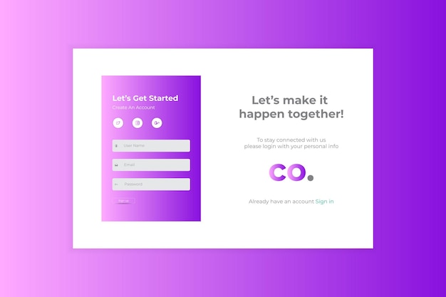 Vector online registration concept sign up ui design landing page