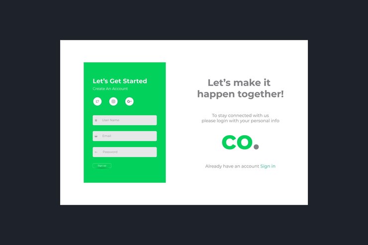 Vector online registration concept sign up ui design landing page