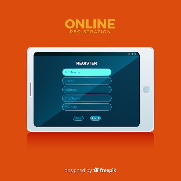 Online registration concept with flat design