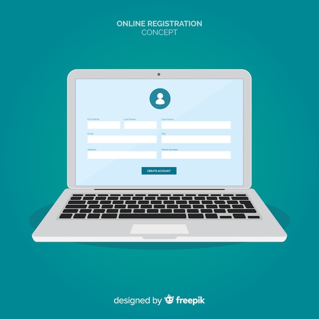 Концепция онлайн-регистрации с плоским дизайном