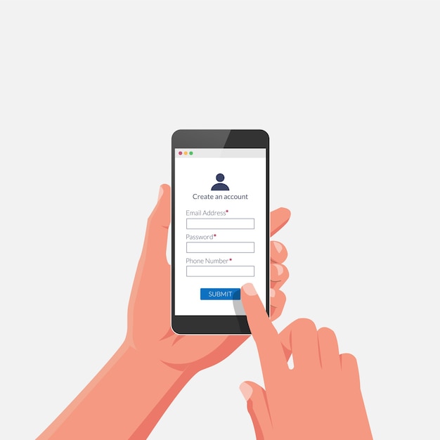 online registration form concept on smartphone screen