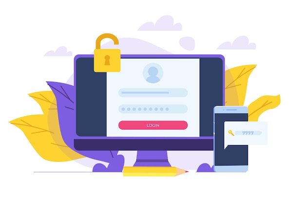 Online registration and sign up, account authentication concept. vector ui illustration.