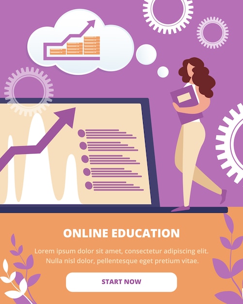 Vector online remote education verticale banner e-learning