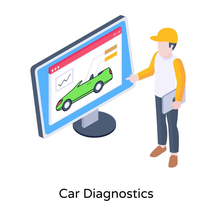 Vector online repair and maintenance app isometric icon of auto service