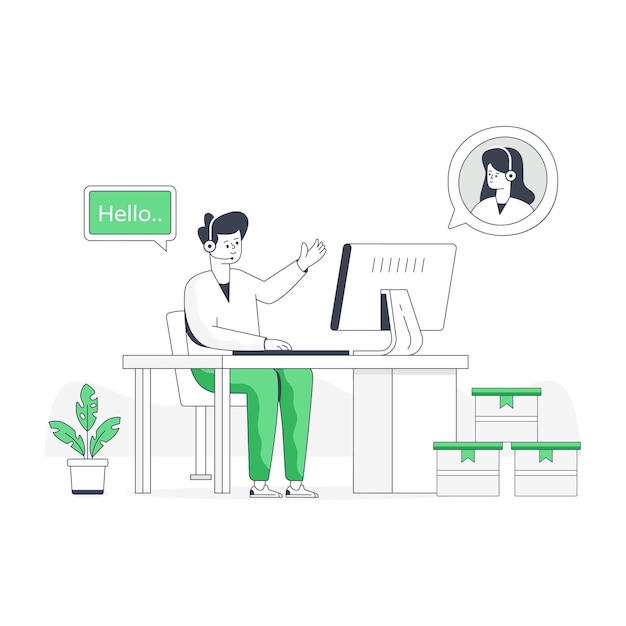 Online representative flat illustration of customer support