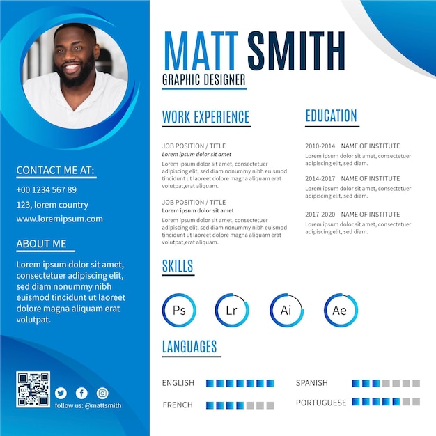 Vector online resume template design