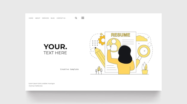 ベクトル 女性と空白のコンセプトを採用しているオンライン履歴書