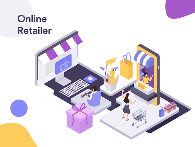 Vector online retailer isometric illustration