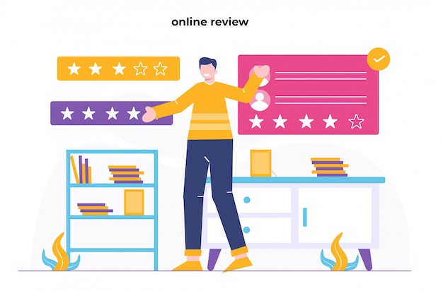 Online review flat illustration