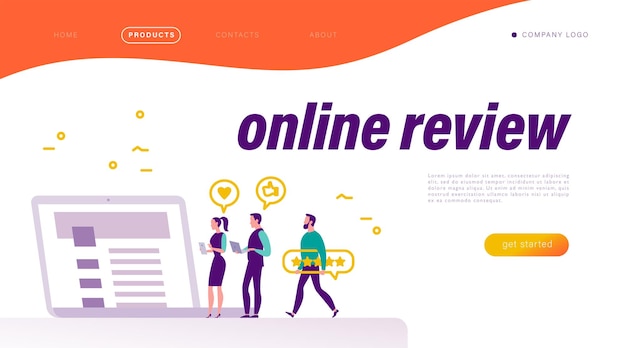 Vector online review marketing concept.