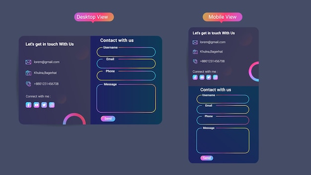 Online RGB contact form design galaxy themes Gaming backround Free Vector