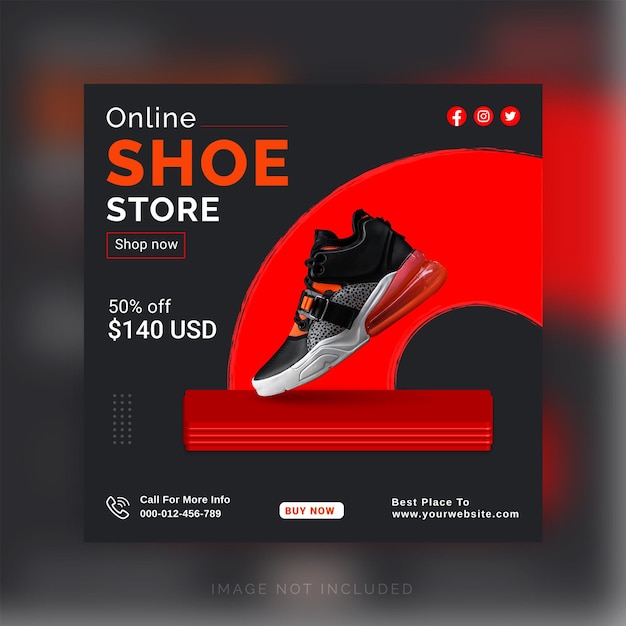 Online schoenenwinkel Social Media Post Instagram-berichtsjabloon