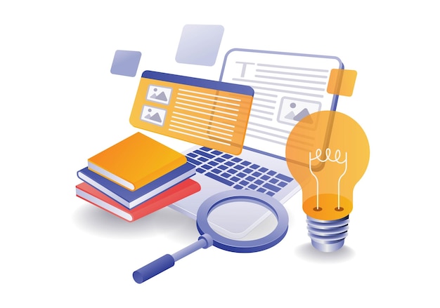 Online school education illustration concept with laptop