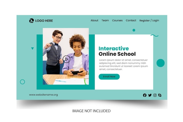 Vector online school landing page design template