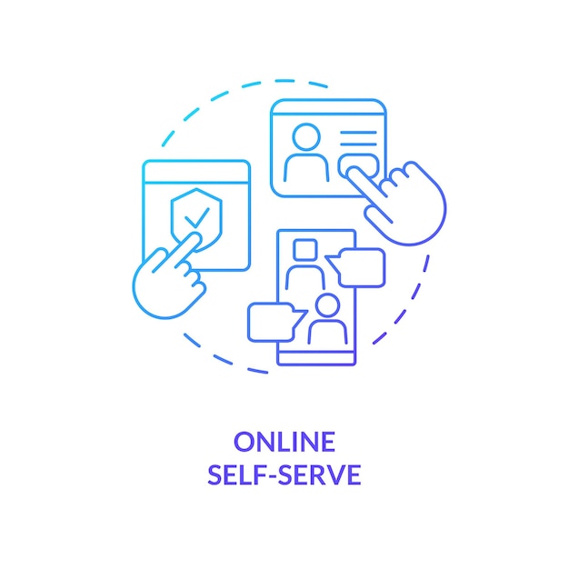 オンライン セルフ サービスの青いグラデーション コンセプト アイコン