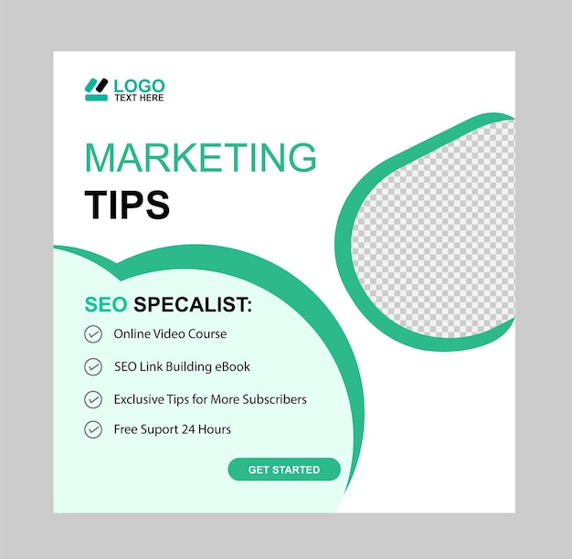 Online SEO Marketing social media post of schildknaapsjabloon Premium EPS