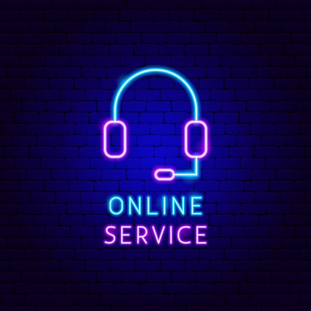 Интернет-сервис neon label. векторная иллюстрация продвижения бизнеса.