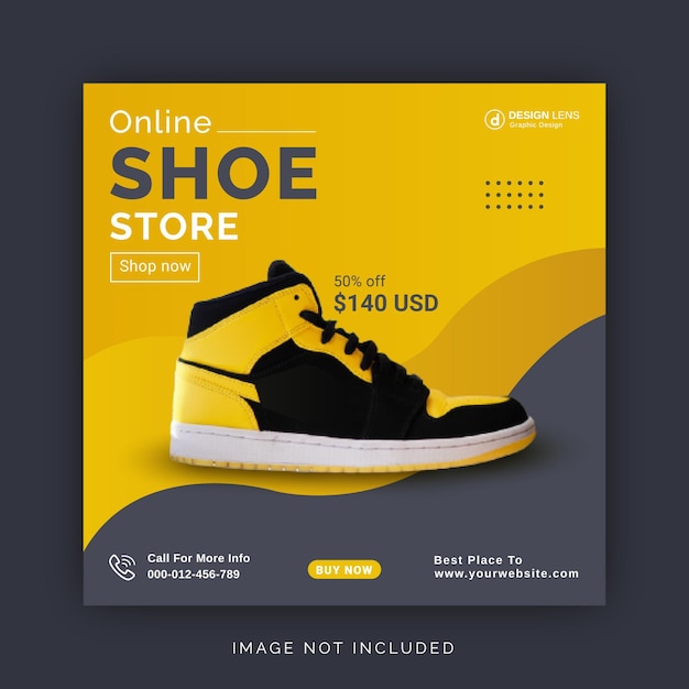 Vector online shoe store collection corporate social media post template