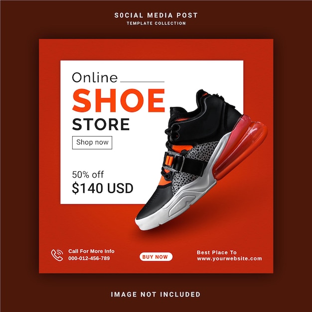 Modello di post sui social media del negozio di scarpe online