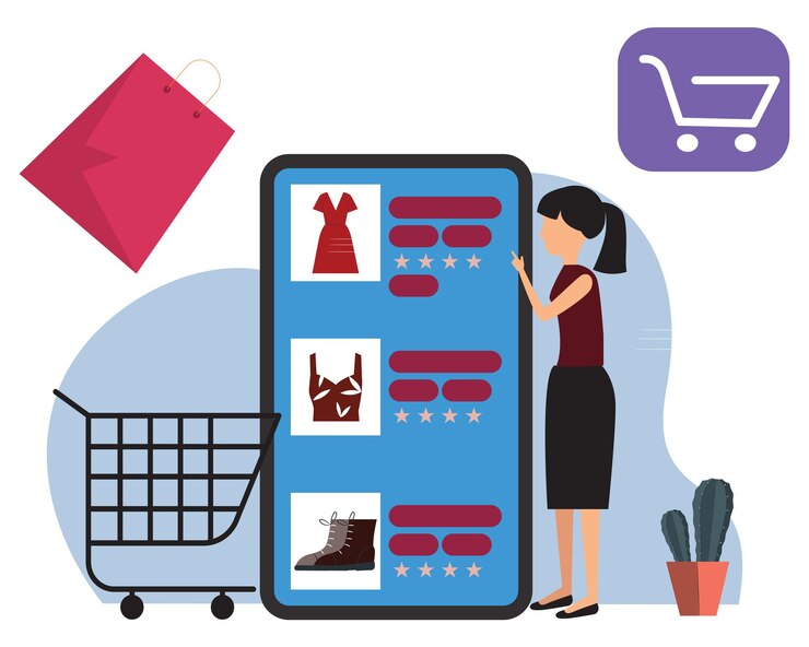 Vector online shop concept illustration stylish and beautiful
