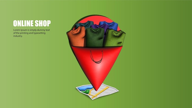 Online shop concept poster 3d-ontwerp