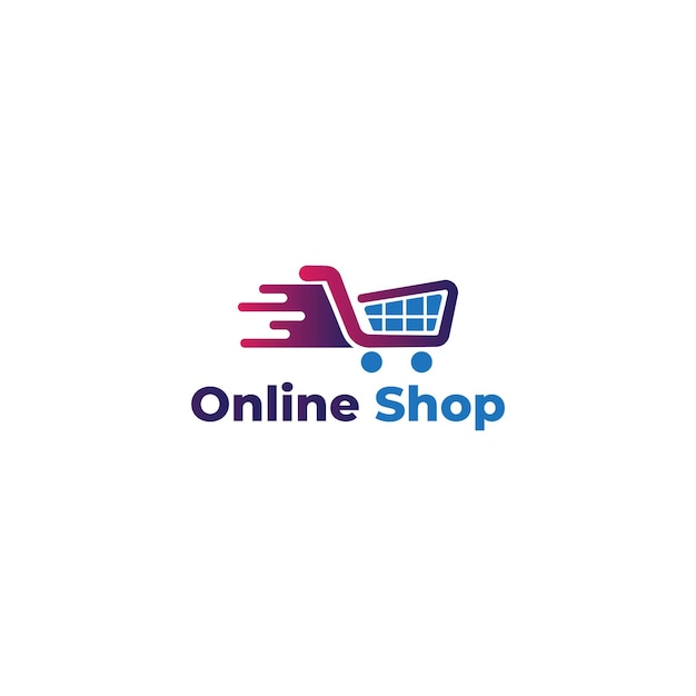 Online shop and e-commerce logo design vector